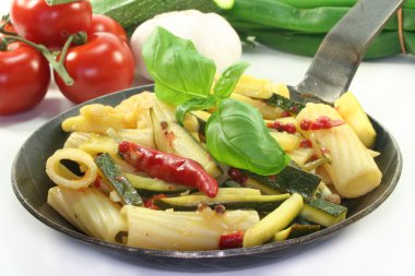 Tortiglione with fiery chili zucchini clipart