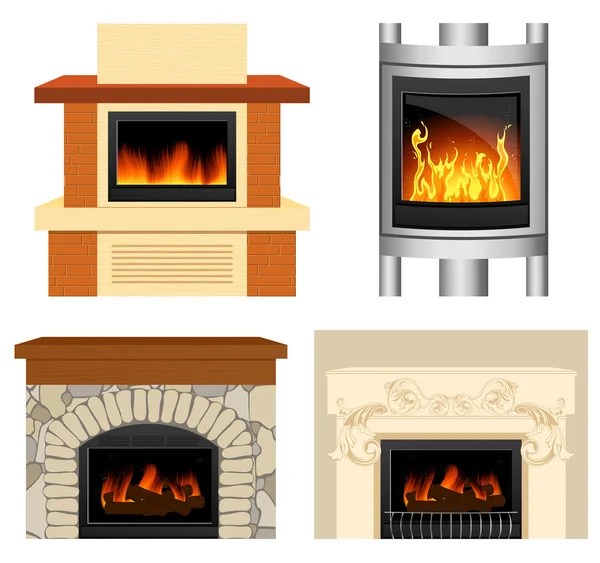 Fireplace set — Stock Vector