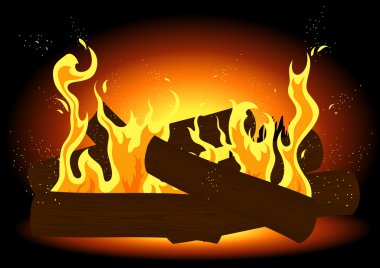 Fire in the fireplace clipart