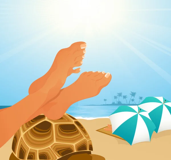 Bain de soleil sur la plage — Image vectorielle
