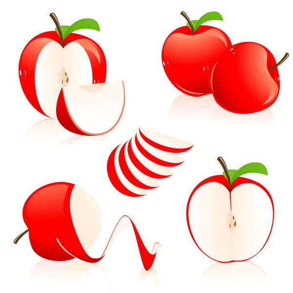 Κόκκινο μήλο κομμάτια — Διανυσματικό Αρχείο