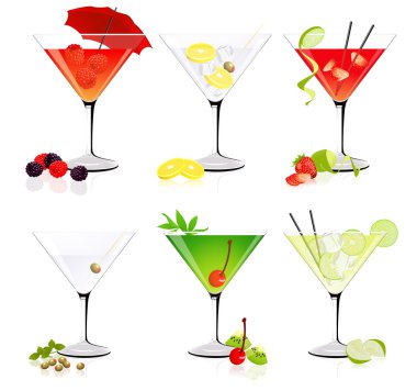 Martini glass collection clipart