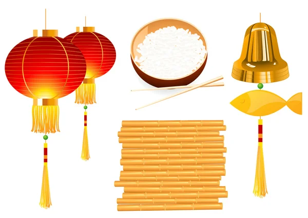 Chinese objects — Stock Vector