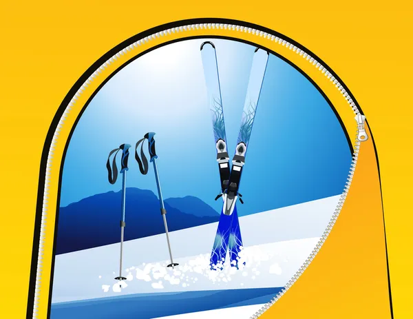 Vue de ski depuis la tente — Image vectorielle