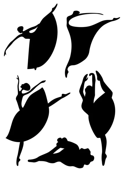 芭蕾 sihlouettes — 图库矢量图片