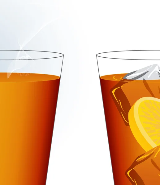Thé glacé et thé chaud — Image vectorielle