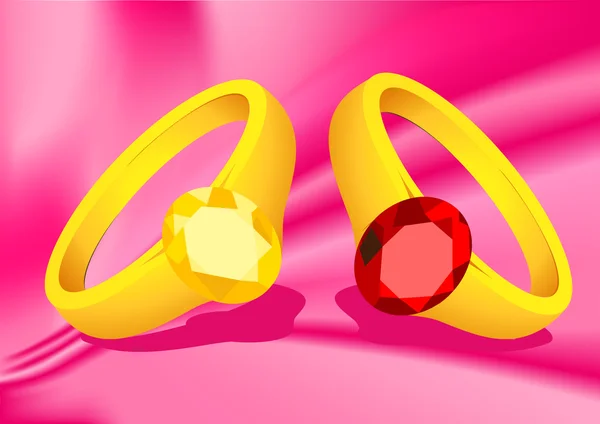 Anéis de casamento em seda —  Vetores de Stock