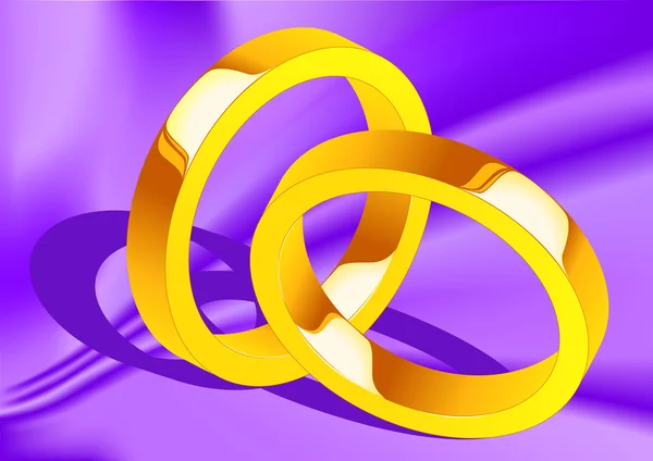 在丝绸上的结婚戒指 — 图库矢量图片