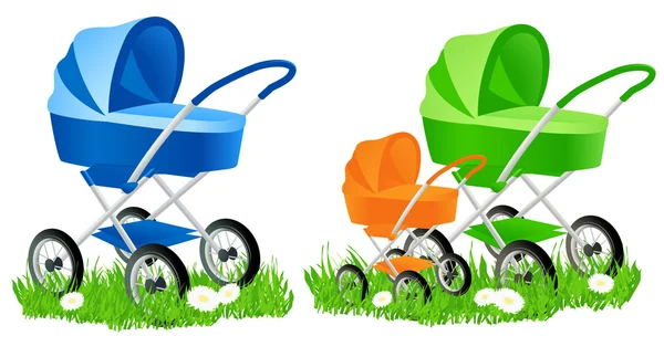 Colored baby carriages — Stock Vector