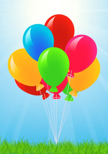 Farbige Luftballons am Himmel — Stockvektor