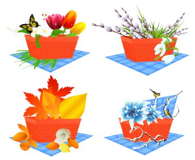 Four season baskets clipart