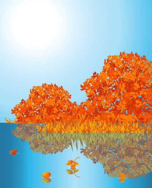 Autumnal lake — Stock Vector