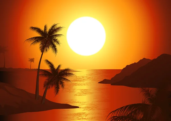 Crépuscule sur la plage — Image vectorielle