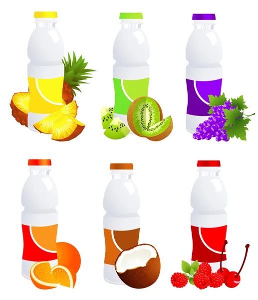 Botellas de zumo de fruta — Vector de stock