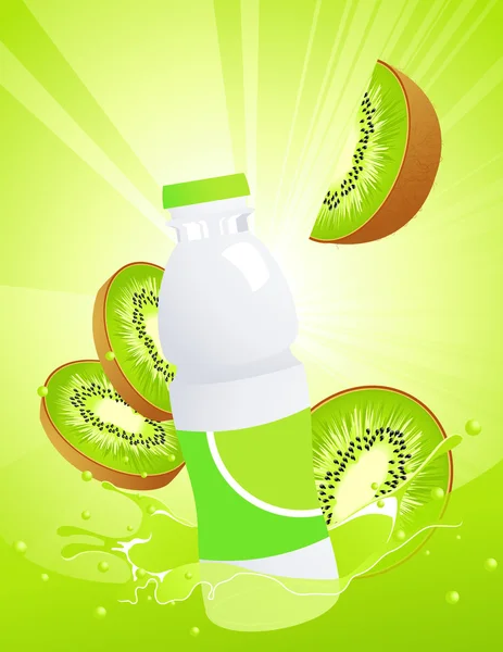 Bottiglia di succo di kiwi — Vettoriale Stock