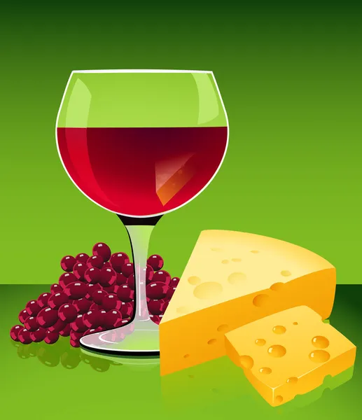 Vinho e queijo — Vetor de Stock
