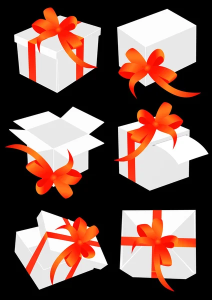 Kırmızı fiyonklu hediye kutuları — Stok Vektör