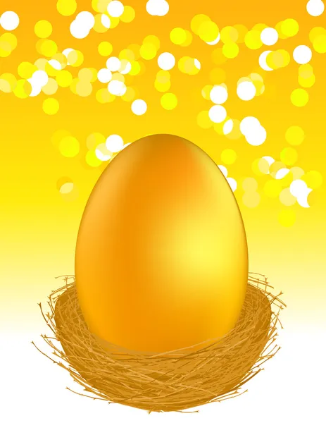 Golden egg on glare light background — Stock Vector