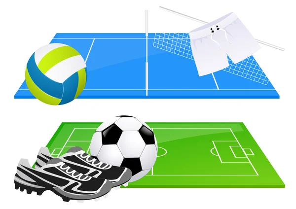 Football and volleyball backgrounds — Stock Vector