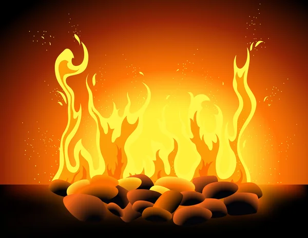 Flammande eld — Stock vektor