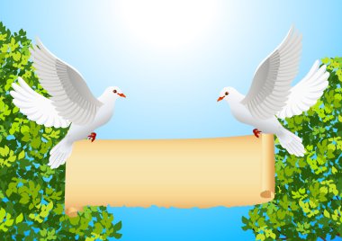 Doves with banner clipart