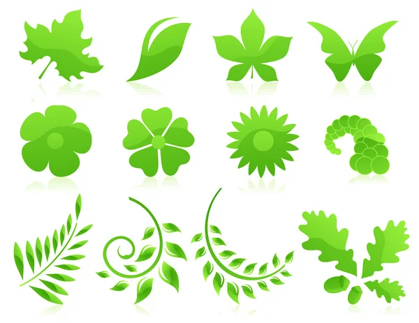 Coleção de ícone de folha verde — Vetor de Stock