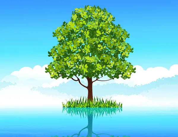 Δέντρο στο νερό — Διανυσματικό Αρχείο