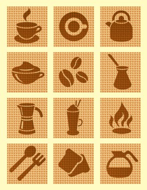 Brown coffee textured icons clipart