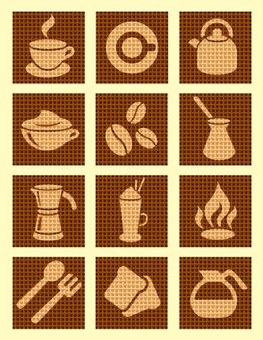 Coffee textured icons clipart