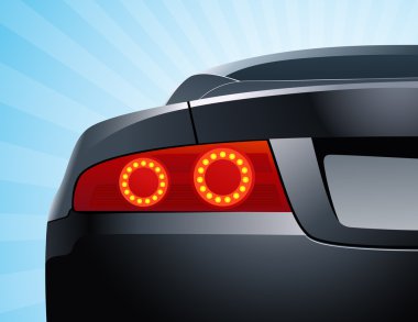 Cars reversing lights on sky background clipart