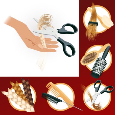 Hairdressing elements clipart