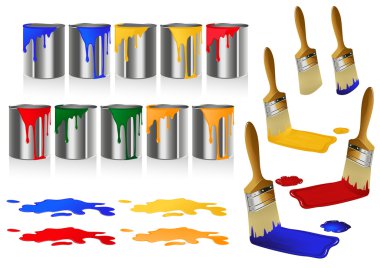 Paint and brushes clipart