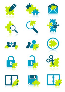 Icons with puzzle elements clipart