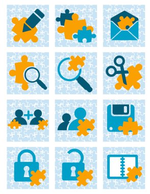 Puzzle icons clipart