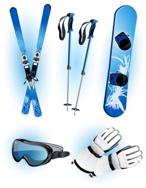 Skiing objects clipart