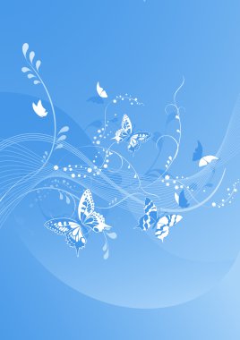 Blue beautiful butterfly background clipart