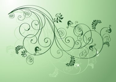 Green floral shapes clipart