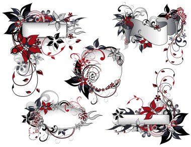 Red_and_black_floral_frame_collection clipart