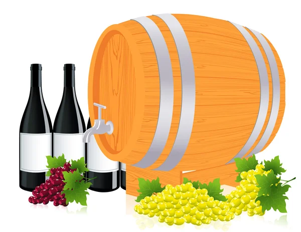 Barrica con vino — Vector de stock