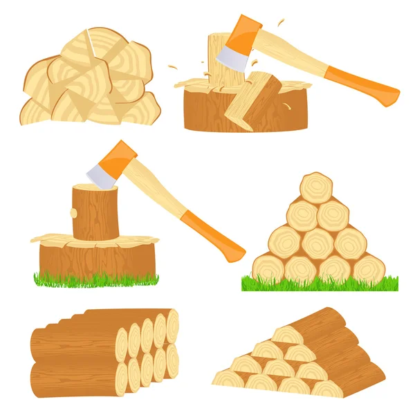 Bois de chauffage côtelettes icônes — Image vectorielle