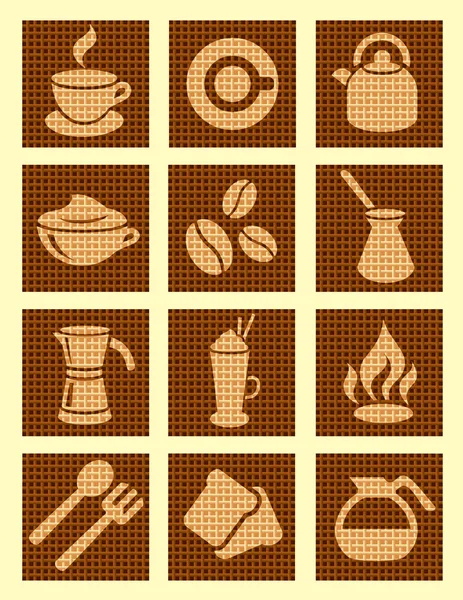 Coffee textured icons — Stock Vector