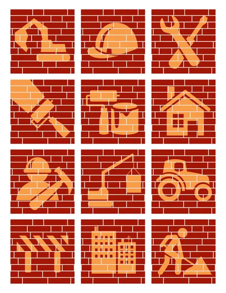 Clădirea pictogramelor din cărămidă — Vector de stoc
