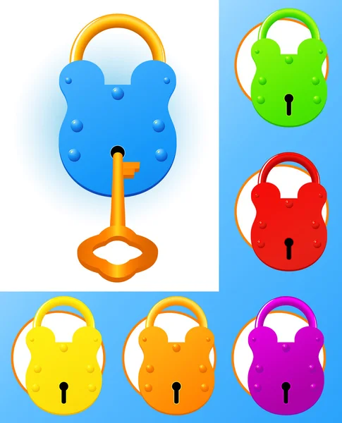 Colored locks — Stock Vector