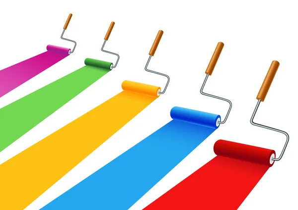 Rouleaux de peinture colorés — Image vectorielle