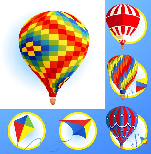 Kit och ballonger — Stock vektor