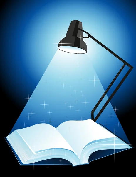 Lampe brillante sur le livre — Image vectorielle