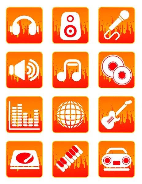 Icônes rouges de musique et de son — Image vectorielle