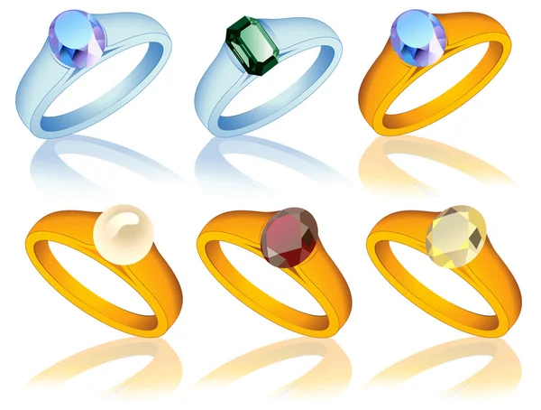 stock vector Ring_collection_with_jewel