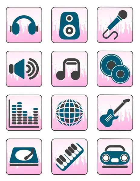 Iconos de música y sonido — Vector de stock
