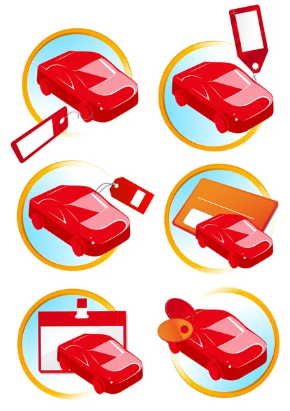 Red cars for sale — Stock Vector